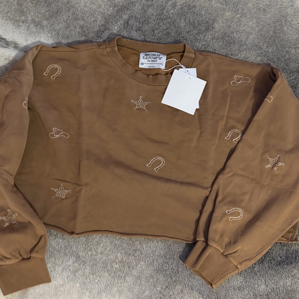 Lucky Brand Brown Sweatshirt with Star Embroidery